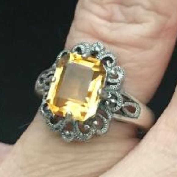 CNA 925 Thailand Jewelry - CNA 925 Thailand Cocktail Ring with Citrine Quartz